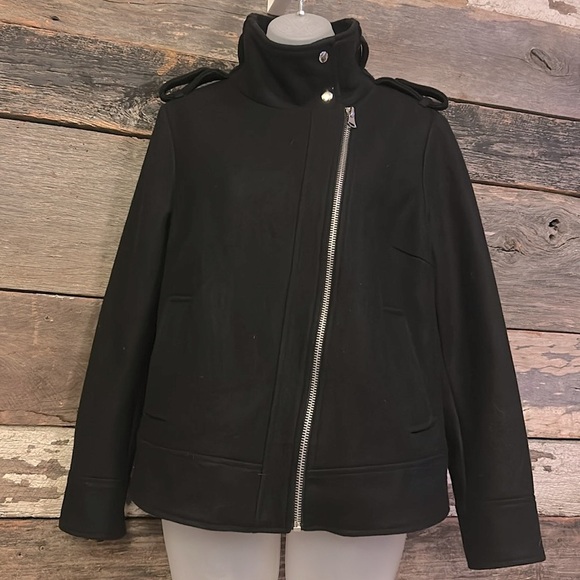 NWT Forever 21 Black Asymmetric Wool Moto Jacket - Picture 2 of 9